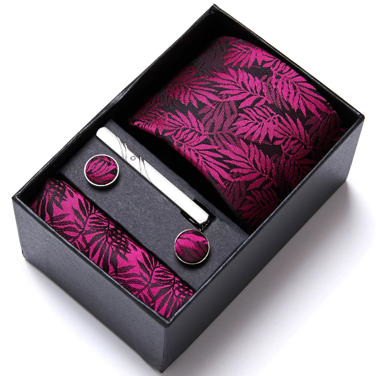 Brand Fashion Tie Pocket Squares Cufflink Set Necktie Blue Striped Man Wedding Accessories Fit Workplace Holiday Gift Box